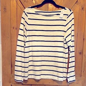 Old Navy Striped Long Sleeve Tee in White and Blue